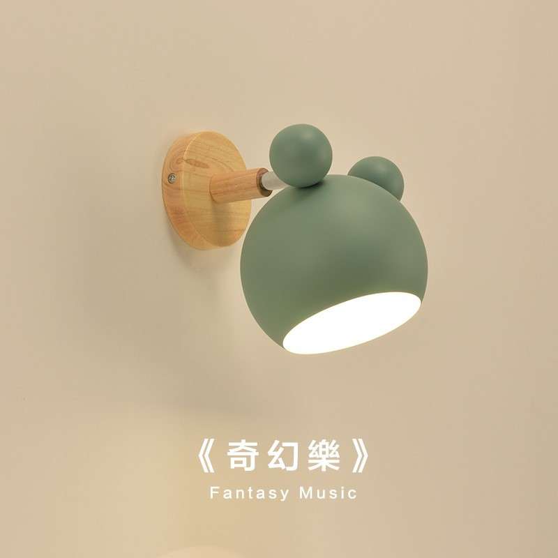 现代简约原木壁灯北欧风格床头灯卧室墙壁灯创意个性儿童房灯具