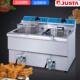 JUSTA 双缸炸锅小吃设备炸鸡翅 2单缸电炸炉商用台式 佳斯特EF 12L