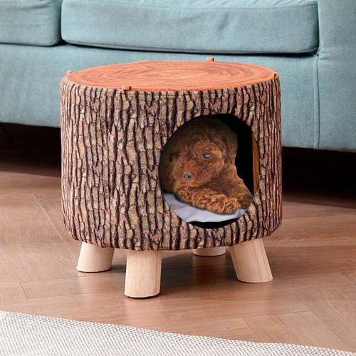 实木猫窝封闭式凳子人猫共用猫咪用品小幼猫屋房子四季通用冬保暖