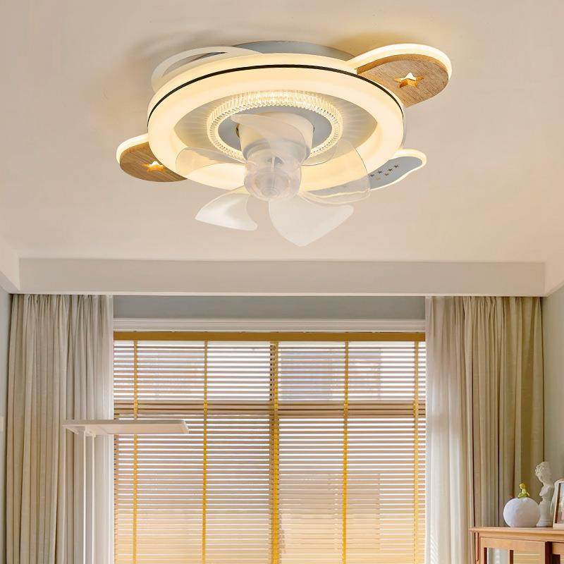 新款现代简约飞机LED风扇吸顶灯北欧儿童房间灯卧室护眼风扇灯具