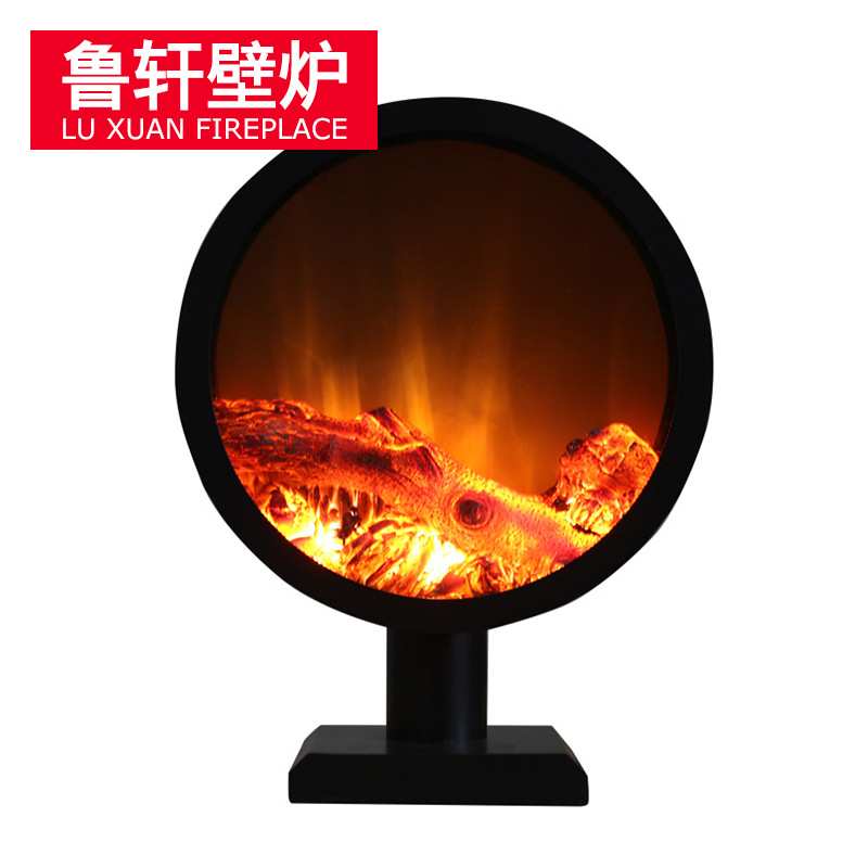 落地式仿真火电子壁炉嵌入式火焰台式圆型迷你取暖器家用装饰壁炉