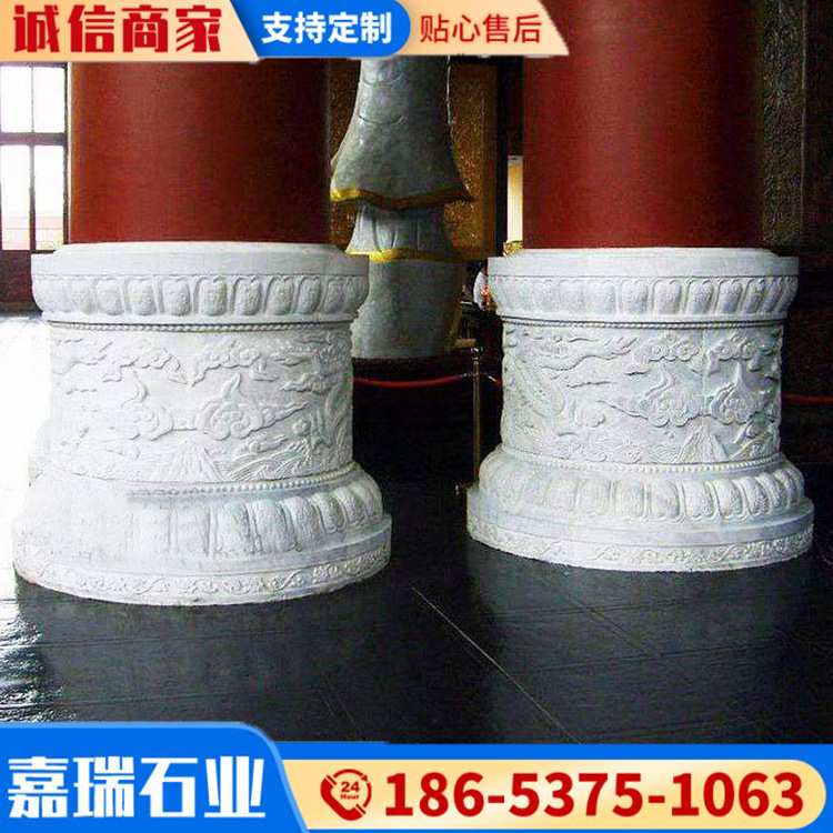 青石仿古石雕柱顶石 空心柱墩柱顶石 仿古石柱墩柱基石石柱墩