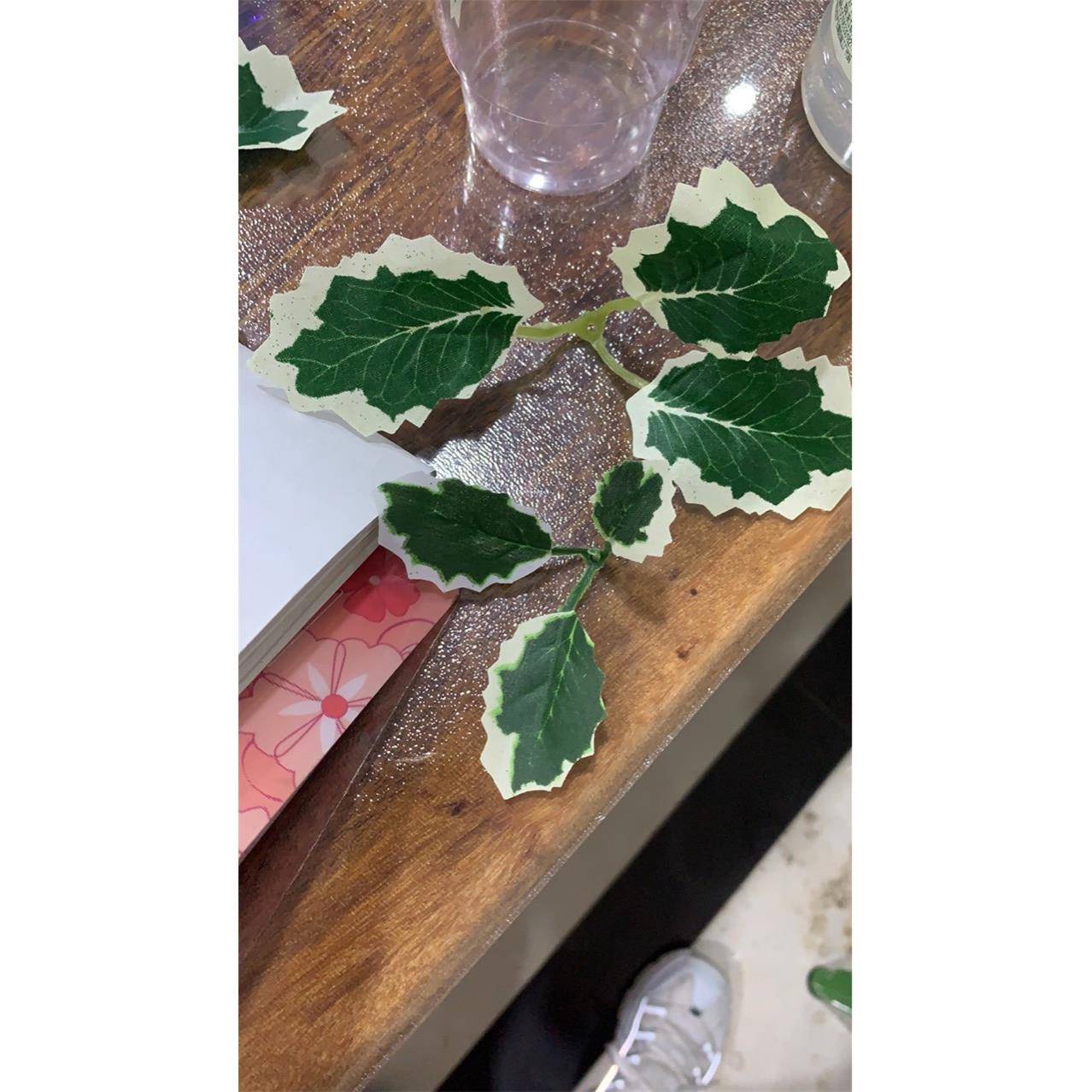 圣诞叶 丝印圣诞叶片 圣诞节装饰配件仿真植物叶片圣诞叶子