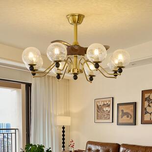 复古魔豆客厅智能吊扇灯餐厅卧室新中式 中古风扇灯2025年新款 法式