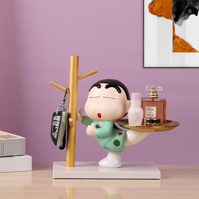 蜡笔小新钥匙收纳玄关摆件创意托盘置物架客厅电视柜台面装饰摆件