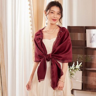 红色新娘小披肩围巾婚庆婚纱巾女士伴娘外套晚礼服旗袍外搭88619