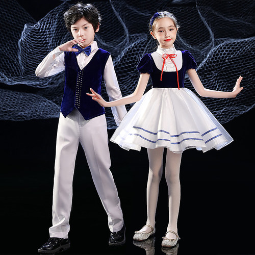 儿童合唱服演出服中小学生男童大合唱团表演服女童诗朗诵舞蹈礼服