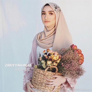 泽克叶串珠长巾花朵雪纺新款方便盖头款时尚头巾