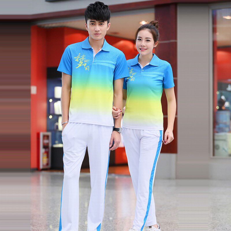 中国梦之队运动服夏季薄款短袖T恤长裤套装男女跑步休闲情侣装潮