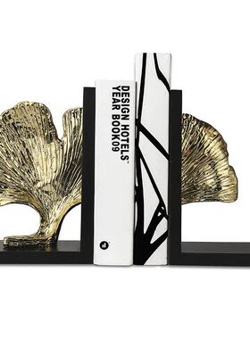 现代新中式金色叶子书靠书立w书挡样板房书房家装电视酒柜软装摆