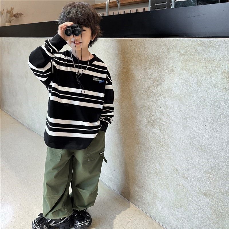2025春秋新款男童长袖条纹T恤儿童韩版童装衣服洋气秋装潮,童装/婴儿装/亲子装,T恤,淘宝优惠券,粉丝福利购,淘宝优惠卷