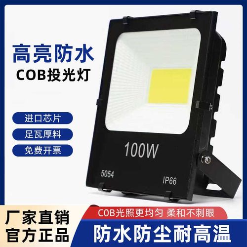 LED投光灯户外防水射灯100W广告招牌工程室外照明灯庭院厂房车间