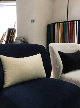 长方形沙发靠枕套纯色泰迪绒北欧灰色腰枕靠垫椅子休闲椅抱枕腰垫