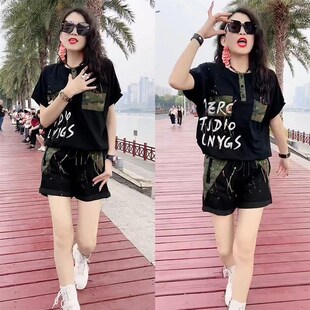 网红2025夏季新款宽松短衣短裤套装女显瘦韩版短袖大码休闲两件套