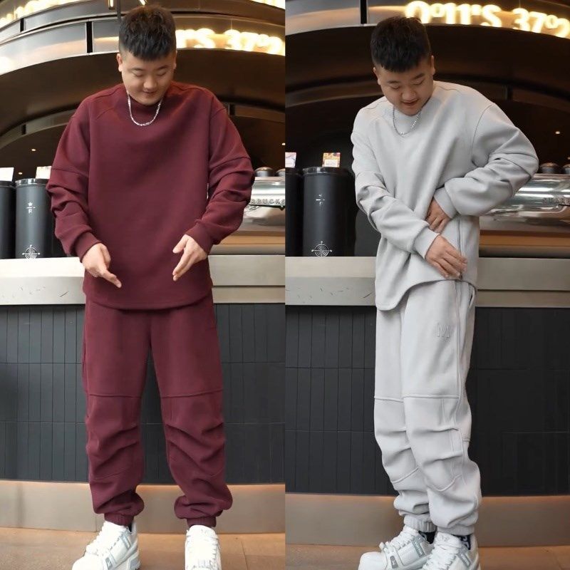秋冬加绒保暖慵懒风休闲运动套装男士时尚圆领卫衣卫裤潮牌两件套,男装,休闲运动套装,淘宝优惠券,粉丝福利购,淘宝优惠卷