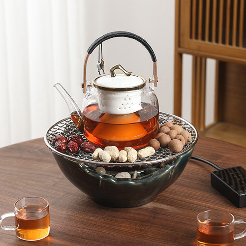 围炉煮茶家用电陶炉玻璃煮茶器室内陶瓷电炉煮茶神器烤炉保温电炉