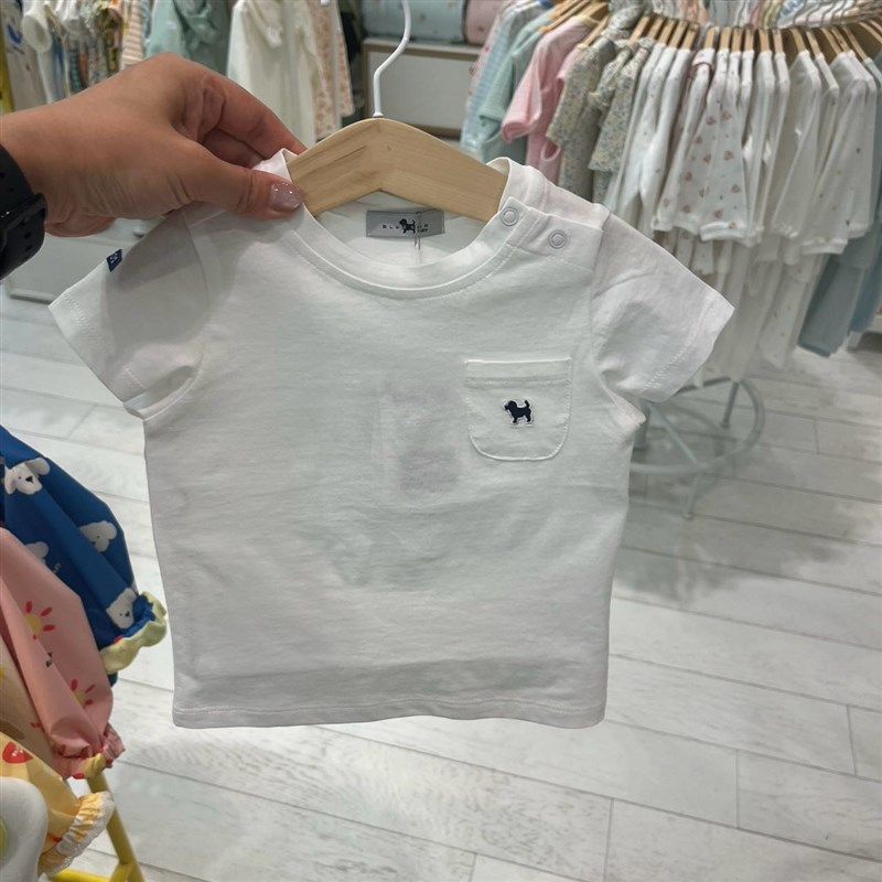 韩国童装 25夏新款儿童宝宝百搭舒适洋气纯棉净版口袋白色短袖T恤,童装/婴儿装/亲子装,T恤,淘宝优惠券,粉丝福利购,淘宝优惠卷