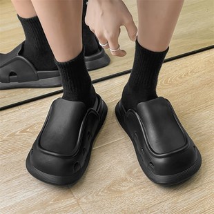 2024新款夏季包头拖鞋男防滑防臭沙滩鞋软底外穿洞洞鞋厚底博肯鞋