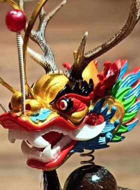 车载树脂龙头摆件公仔吉祥手办龙舟模型传统工艺制作古典纪念品