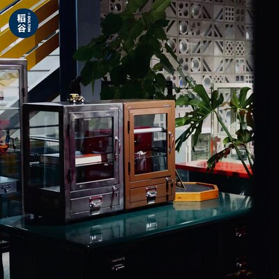 稻谷藏库DULTON 金属台面柜 玻璃小号桌面收纳储物展示陈列柜子