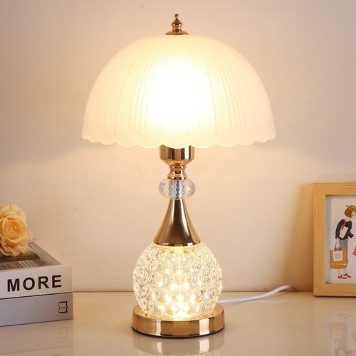 新款水晶床头台灯卧室简约现代家用婚房装饰灯遥控调光床头柜台灯