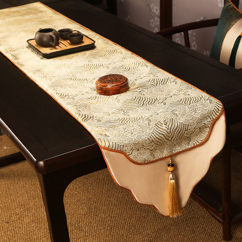 桌旗轻奢高端新中式禅意茶席茶旗布艺餐桌旗布茶台茶几布桌布床旗