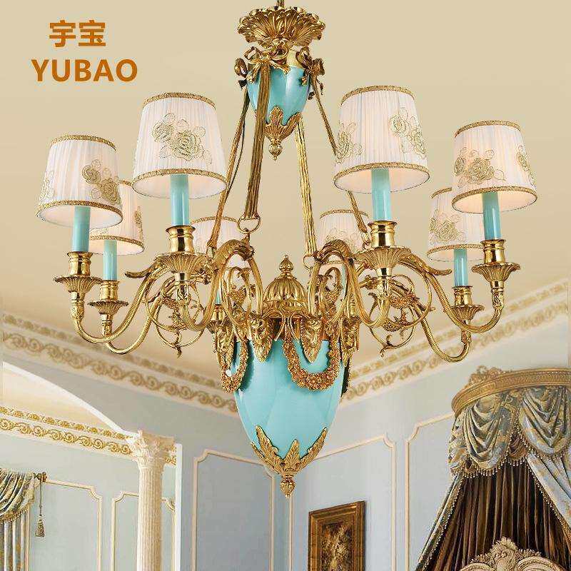 法式田园吊灯全铜LED灯饰书房餐厅纯铜灯具客厅灯简欧乡村卧室灯