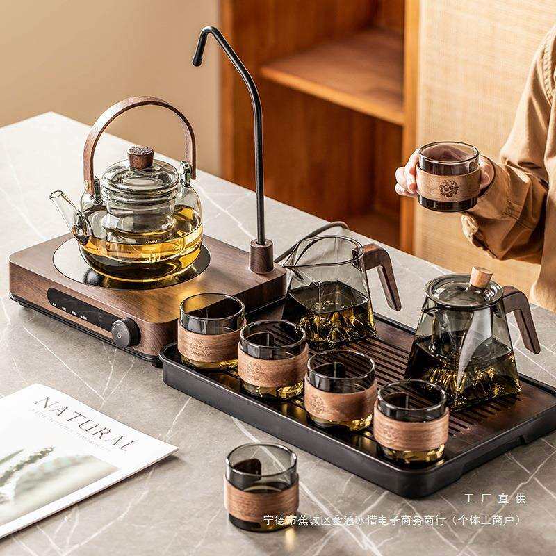 电陶炉煮茶玻璃茶壶套装家用小型煮茶器全自动抽水茶台烧水壶一体