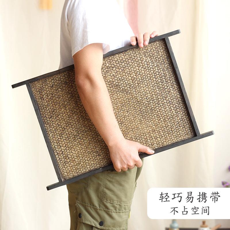 泰国藤编折叠桌竹编飘窗小茶几榻榻米桌子复古地桌木质茶台摆件