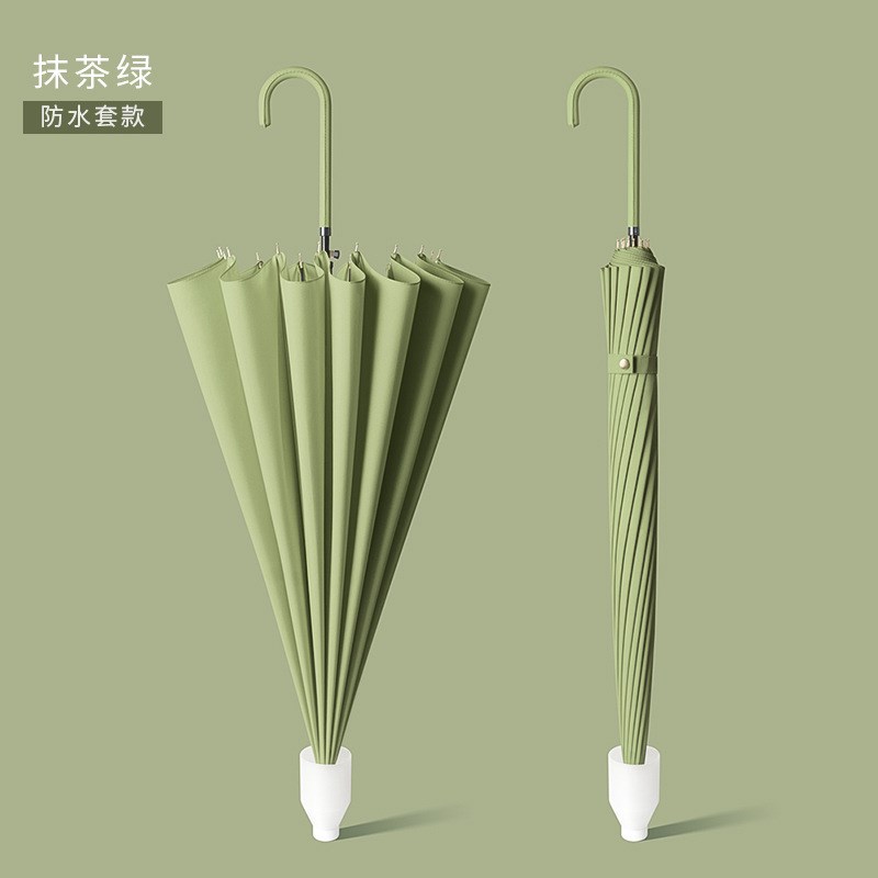 小清新24骨防水套雨伞女生皮弯x柄加大长柄车载直杆伞广告伞印log
