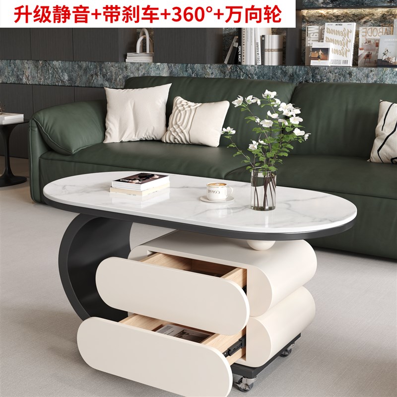 奶油风可移动边几客厅小户型沙发边柜小J推车简约创意小茶几桌带