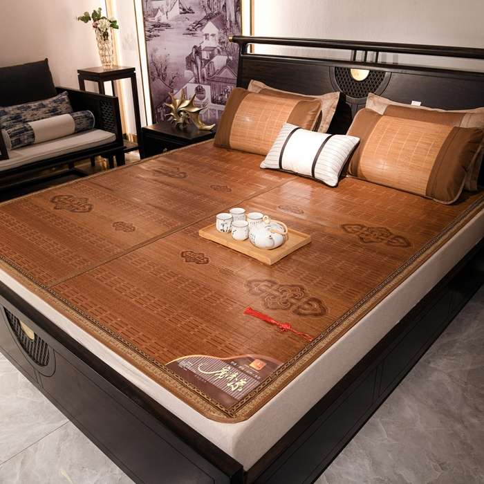 凉席竹席生态居家新款可折叠式夏季空调双面藤席T竹炭纤维古法匠