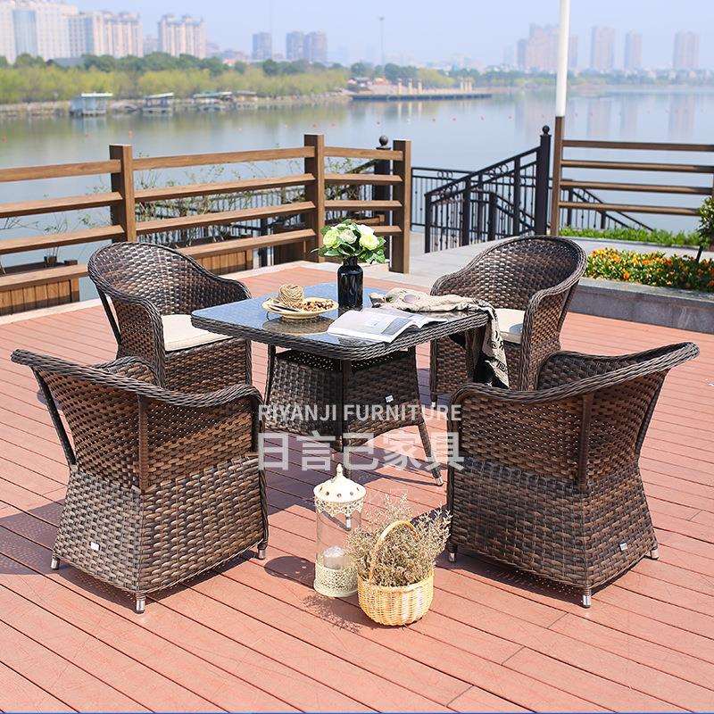 阳台露台花园庭院藤椅室外茶桌休闲藤编家具户外桌椅藤椅三件套