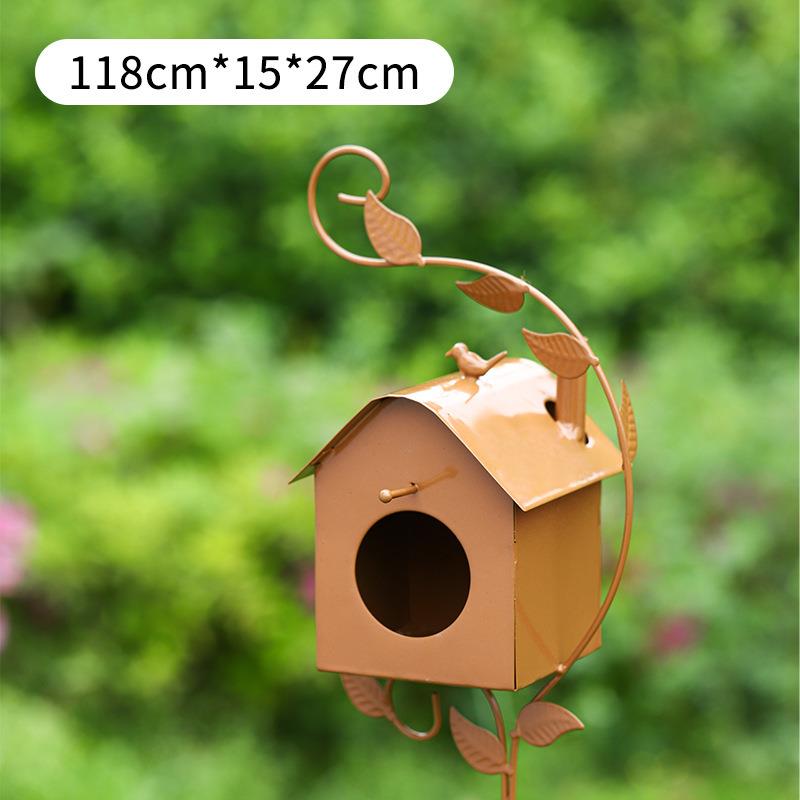 JY新款大版鸟屋户外鸟舍铁艺鸟花园插件装饰笼金属工艺品摆件