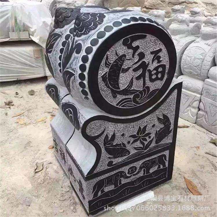 青石福鱼门墩抱鼓石一对庭院门口仿古石墩花鼓装饰摆件厂家