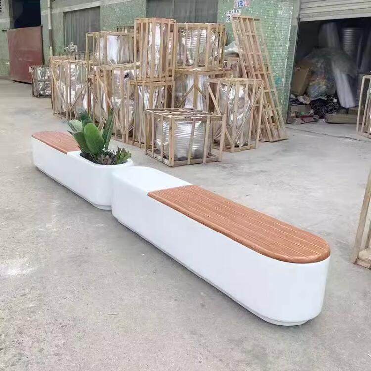 玻璃钢座椅户外树池休闲椅长凳子沙发坐椅不锈钢长椅商场防腐木椅