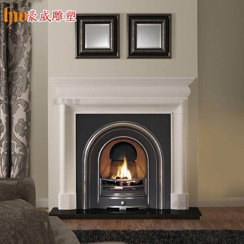 大理石壁炉欧式汉白玉美式线条壁炉架电视装饰柜摆件石雕石材壁炉