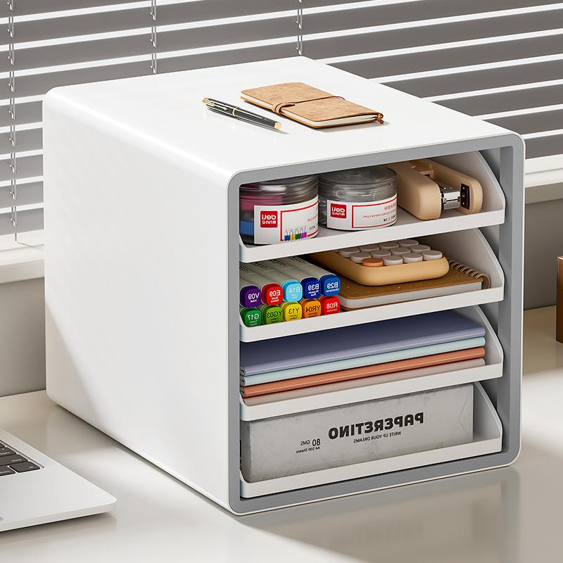 收纳桌面架开放式多层文件整理架办公桌A4分层抽屉式资料柜柜