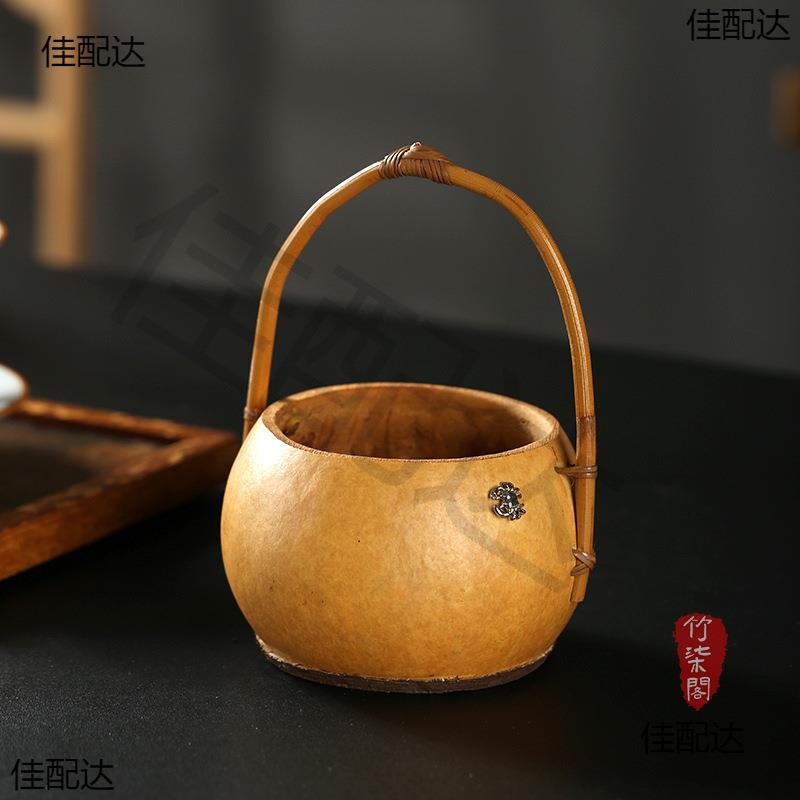 竹柒阁创意手工竹编葫芦提篮果篮收纳提盒竹篮点心盒茶具收纳篮子
