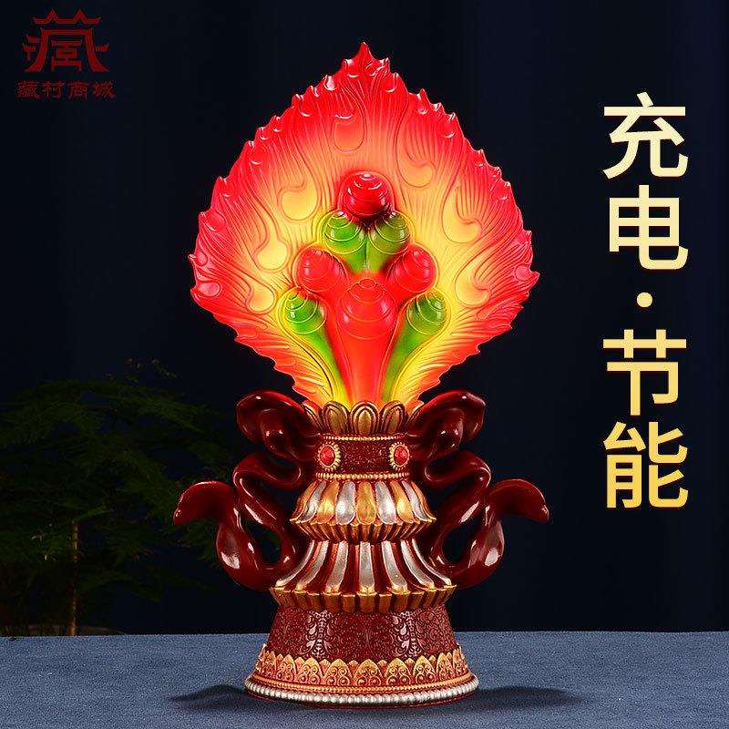 LED摩尼宝充电灯座室内家用八宝彩绘电子摩尼宝八吉祥八供摆件