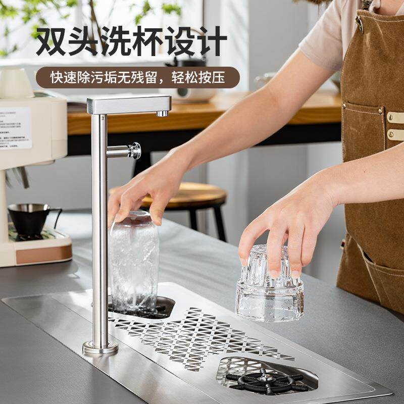 吧台不锈钢高压冲杯神器水槽带龙头自动喷头咖啡店嵌入式洗杯器