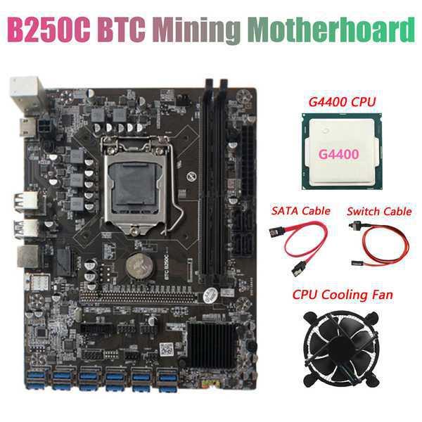 B250C 12P主板+G4400 CPU+CPU散热风扇+SATA线缆+开关线
