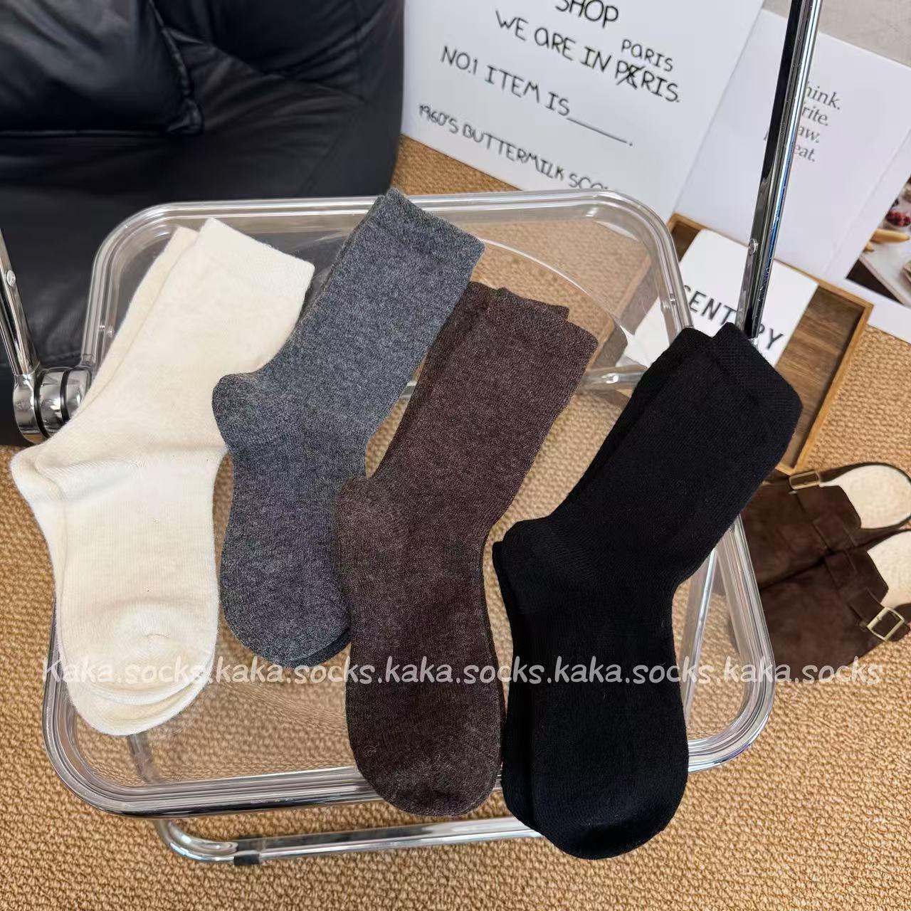 中筒纯色秋季羊毛高级感百搭加厚