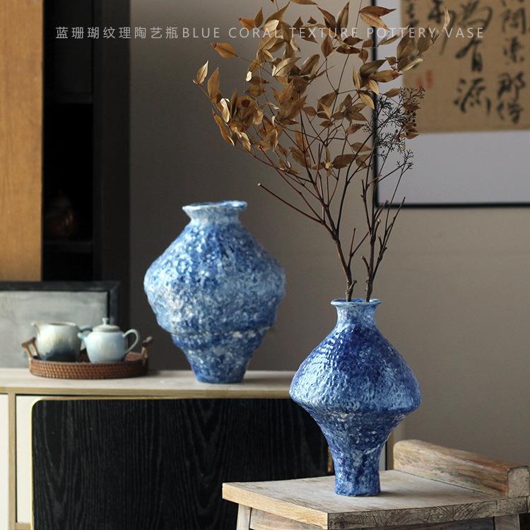 新中式陶瓷花瓶客厅玄关青花系类插干花装饰仿古禅意茶室简约摆件