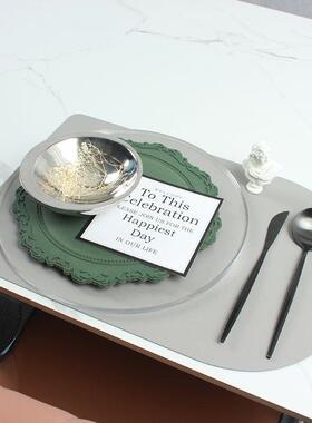 22N-11偏口碗配绿色裱花盘田园日韩轻奢样板间餐具套装软装摆台