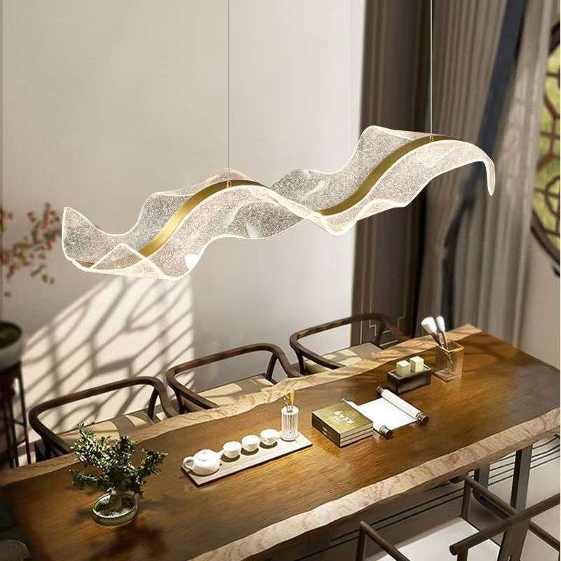 飘带餐厅吊灯全光谱现代简约酒店前台设计师艺术波浪吧台茶室灯具