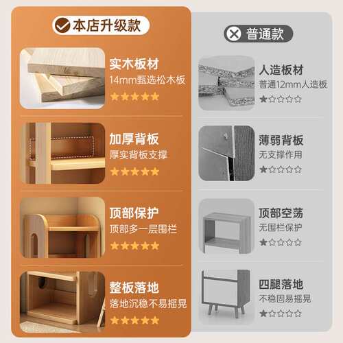 儿童书架学习落地置物架一体靠墙实木书柜客厅幼儿园置物柜