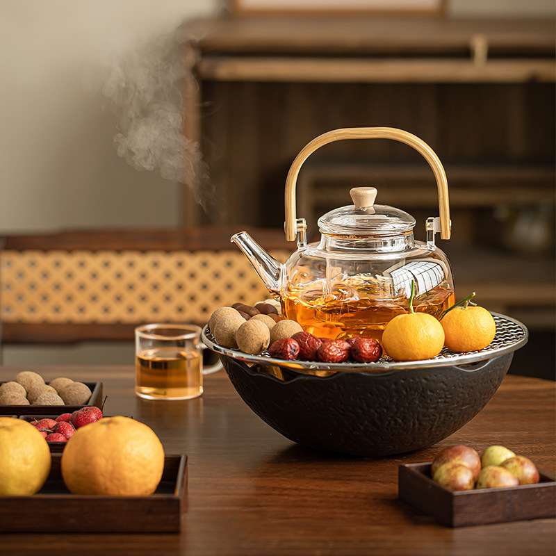 甄选围炉煮茶全套电陶炉煮茶茶具套装玻璃养生茶壶煮茶器现代简约