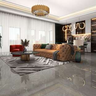 750x1500大板瓷砖酒店客厅地砖通铺别墅灰色爵士白连纹通体大理石