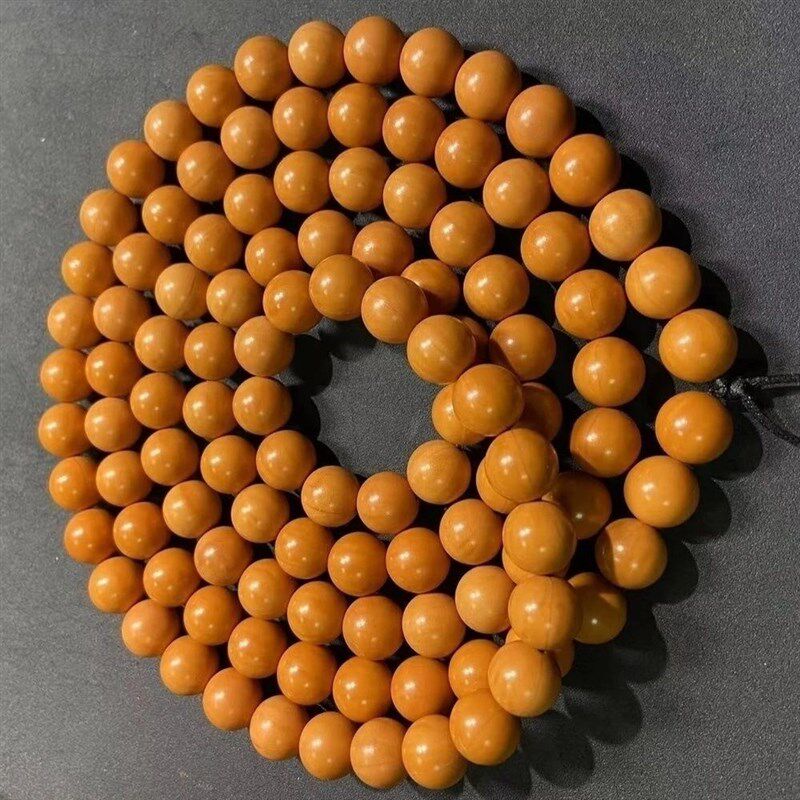 猴头手串雕刻正圆光珠脖挂108颗长串老型圆珠文玩桃核佛珠项链男